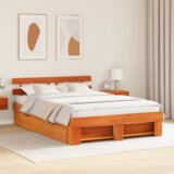  Konstrukcija postelje z vzglavjem Voskast rjav 150 x 200 cm, (5000128116) | Shoptok.si