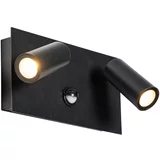 QAZQA Zunanja stenska svetilka črna z LED 2-svetlobnim senzorjem gibanja - Simon
