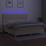  Krevet box spring s madracem LED krem 200x200 cm od tkanine | shoptok.hr