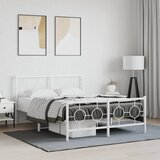  Metalni okvir kreveta uzglavlje i podnožje bijeli 135 x 190 cm | shoptok.hr