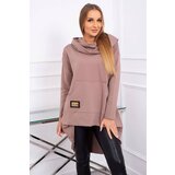 Kesi Sweatshirt with long back and mocha hood Cene
