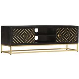vidaXL TV omarica črna in zlata 120x30x40 cm trden mangov les | Shoptok.si