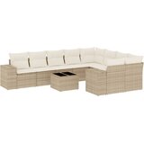  10-dijelni set vrtnih sofa s jastucima bež od poliratana 83 x 62 x 69 cm | shoptok.hr
