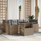 Maison Chic Seti vrtnega pohištva - Vrtna garnitura - Vrtni pohištvo set 7-delna z blazinami bež poli ratan, (21806936) | Shoptok.si