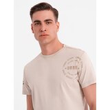 Ombre Men's military style printed cotton t-shirt - beige | Shoptok.si