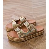 D/CEO Golden sandals with buckles on the straps Rider | Shoptok.si