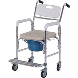 HOMCOM Vodoodporni invalidski voziček z WC sedežem iz umetnega usnja, 4 kolesa, odstranljiv WC sedež za starejše/invalide, 84 × 54 × 96 cm, (20755341) | Shoptok.si