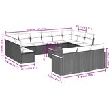  14-dijelni set vrtnih sofa s jastucima poliratan crni | shoptok.hr
