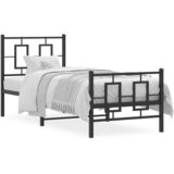  Metalni okvir kreveta uzglavlje i podnožje crni 75x190 cm | shoptok.hr