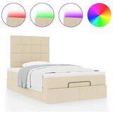 vidaXL Otomanski posteljni okvir z vzmetnico krem 120x190 cm blago, (21607846) | Shoptok.si