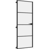 Sobna vrata tanka crna 76 x 201,5 cm kaljeno staklo i aluminij | shoptok.hr