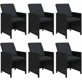  7-dijelni vrtni blagovaonski set s jastucima crni od poliratana Crna Dužina stola 163 cm | shoptok.hr