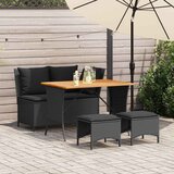  Vrtni blagovaonski set od 4 dijela s jastucima crni poliratan | shoptok.hr