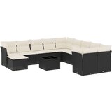 Maison Chic Seti vrtnega pohištva - Vrtna garnitura - Vrtni pohištvo set 12-delna z blazinami črn poli ratan, (21810216) | Shoptok.si