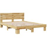 Okvir kreveta uzglavljem bez madraca 135x190 cm puno drvo hrast | shoptok.hr