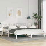 vidaXL Konstrukcija postelje Bela 200 x 200 cm Masivno borovo les | Shoptok.si