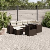  7-dijelni set vrtnih sofa od poliratana s jastucima smeđi | shoptok.hr