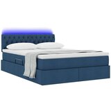  Krevet S LED lampica s uzglavljem Plava 140 x 190 cm tkanina | shoptok.hr