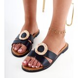 Gemre Black sandals with a gold embellishment and cutouts on the strap Satima | ePonuda.com