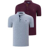 Dewberry DUO SET T8560 MENS T-SHIRT-GREY-PURPLE Cene