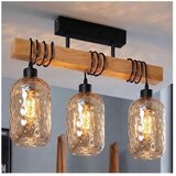 Brilagi Plafonski luster WOOD GLASS 3xE27/60W/230V borovina/crna/zadimljeno-smeđa Cene