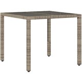vidaXL Vrtni stol sa staklenom pločom sivi 90x90x75 cm od poliratana | shoptok.hr