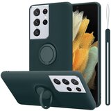 Cadorabo Ohišje, združljiv s Samsungom v tekoči zeleni barvi - zaščitni pokrov iz fleksibilnega silikona TPU z obročem, (20590429) | Shoptok.si