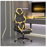  Igraća stolica od umjetne kože s osloncem za noge Crna i zlatna | shoptok.hr