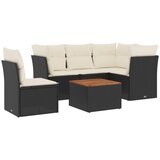  6-dijelni set vrtnih sofa s jastucima crni od poliratana | shoptok.hr