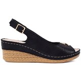GOODIN Black wedge sandals with buckle Cene