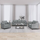  3-dijelni set sofa s jastucima svjetlosivi od tkanine Cijene