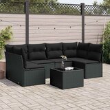  7-dijelni set vrtnih sofa od poliratana s jastucima crni Slike