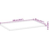 vidaXL Površina za umivaonik neobrađena 100x50x2 cm od drva bagrema | shoptok.hr