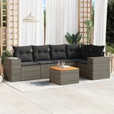  The Living Store Vrtna sedežna garnitura 6-delna z blazinami siv poli ratan - Vrtna Sedežna Garniture, (21481493) | Shoptok.si