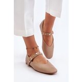FI1 Eco Leather Ballerinas With Strap Beige Alcionora | shoptok.hr