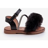 Boto Children's Sandals with Velcro and Fur Black Rosavere | Shoptok.si