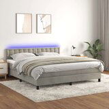  Box spring postelja z vzmetnico LED svetlo siva 160x200cm žamet, (20791498) Cene
