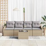  Set sofe s jastukom 5 pcs Bež i svijetlo siva poliratan | shoptok.hr
