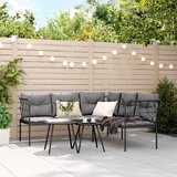  Set vrtnih sofa s jastucima crni od čelika i tekstilena | Eponuda.com
