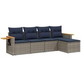  Vrtna garnitura - 5-dijelni set vrtnih sofa od poliratana s jastucima sivi - Siva Bez stola 1 | shoptok.hr