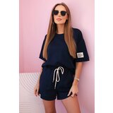 Kesi Włoski Women's butter set with high-waisted shorts navy blue | Shoptok.si