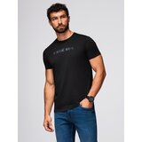 Ombre Men's cotton t-shirt with contrasting two-tone print - black | Shoptok.si