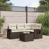  5-dijelni set vrtnih sofa s jastucima poliratan smeđi | shoptok.hr