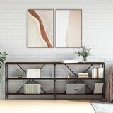 vidaXL Konzolna mizica rjav hrast 200x30x75 cm inž. les in železo Cene