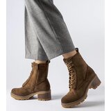Gemre Brown lace-up ankle boots on block heel Clementina | Shoptok.si