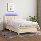  Box spring postelja z vzmetnico LED krem 80x200 cm blago, (20883750) Cene