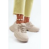 Kesi Women's sneakers with a chunky sole with decorative lacing beige Relissa cene