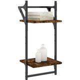 vidaXL Zidne police s prečkama 2 kom dimljena boja hrasta 30x25x65 cm | shoptok.hr