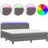 The Living Store Box spring postelja z vzmetnico LED siva 180x200cm umetno usnje - Box Spring Postelja, (21520915) | Shoptok.si