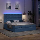 vidaXL Ottoman krevet s madracima i LED diodama plavi 160x200 cm tkanina - Plava 160 x 200 cm gumbi | shoptok.hr